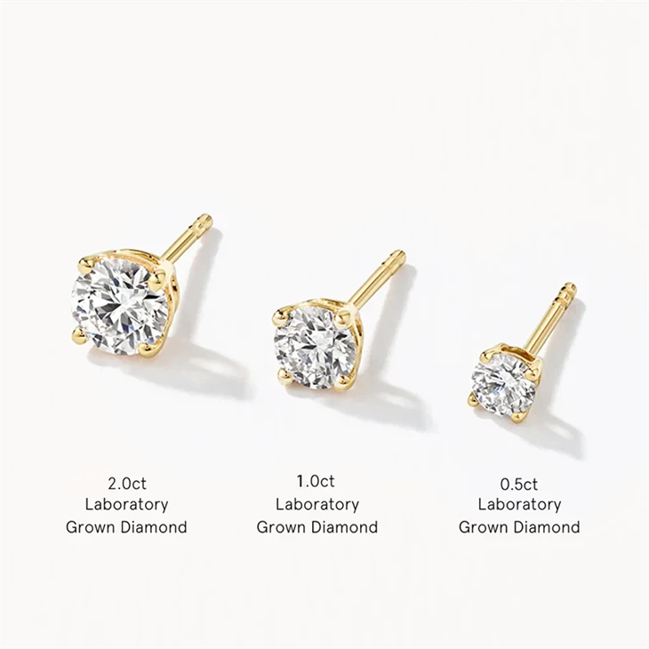 14K Gold Moissanite Stud Earring