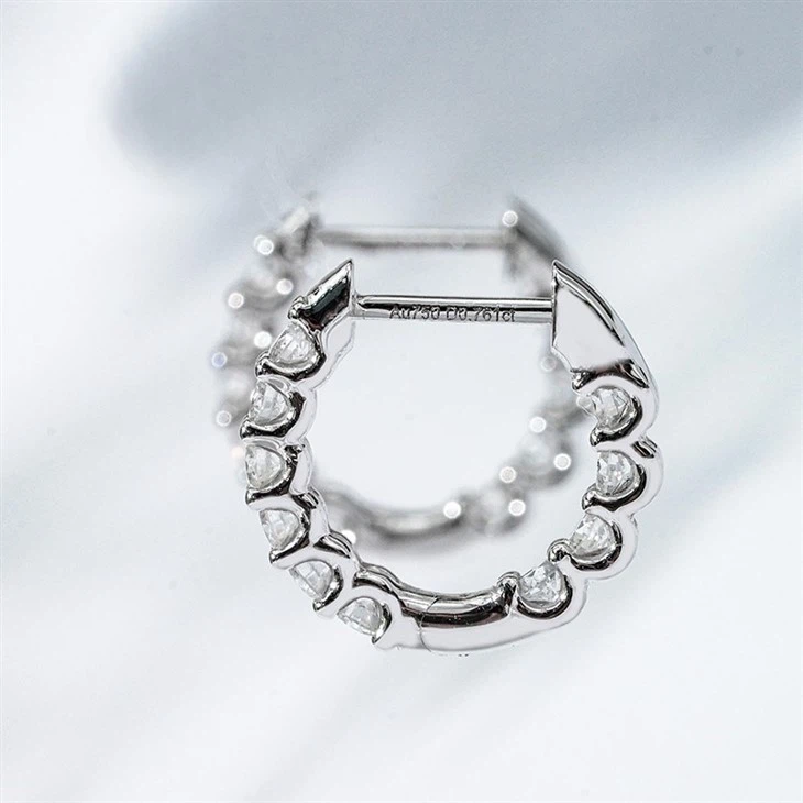18K Gold Moissanite Hoop Earring