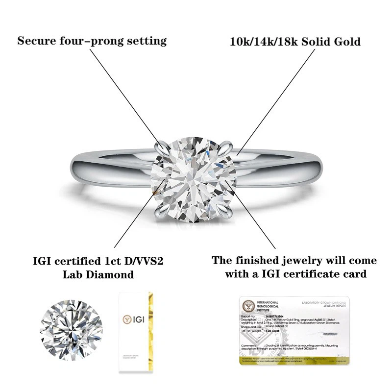 1ct IGI Certified Lab Grown Diamond Engagement Ring suppliers