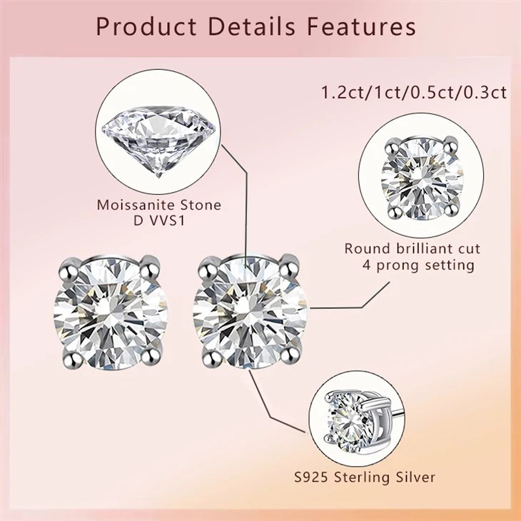 925 Silver Moissanite Earrings