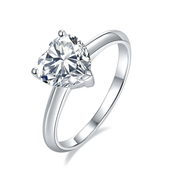 Heart Shape Moissanite 925 Silver Ring