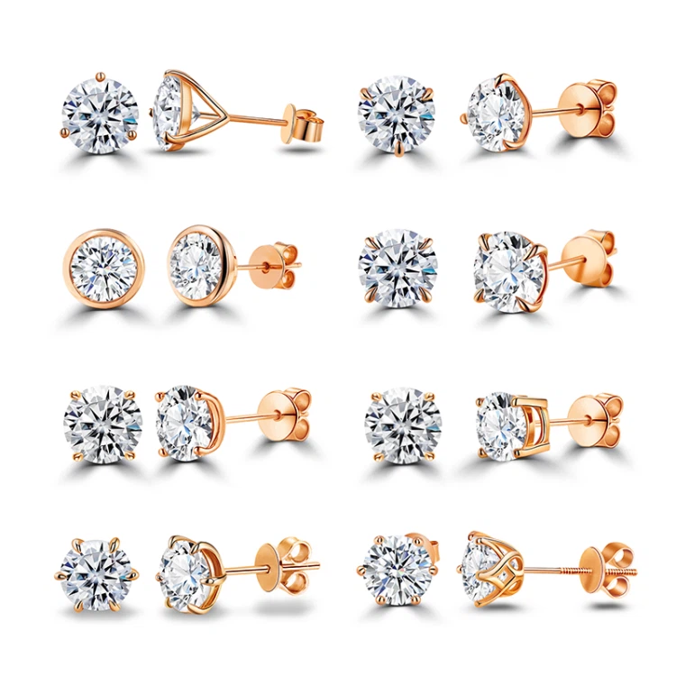 Lab Diamond Stud Gold Earrings factory