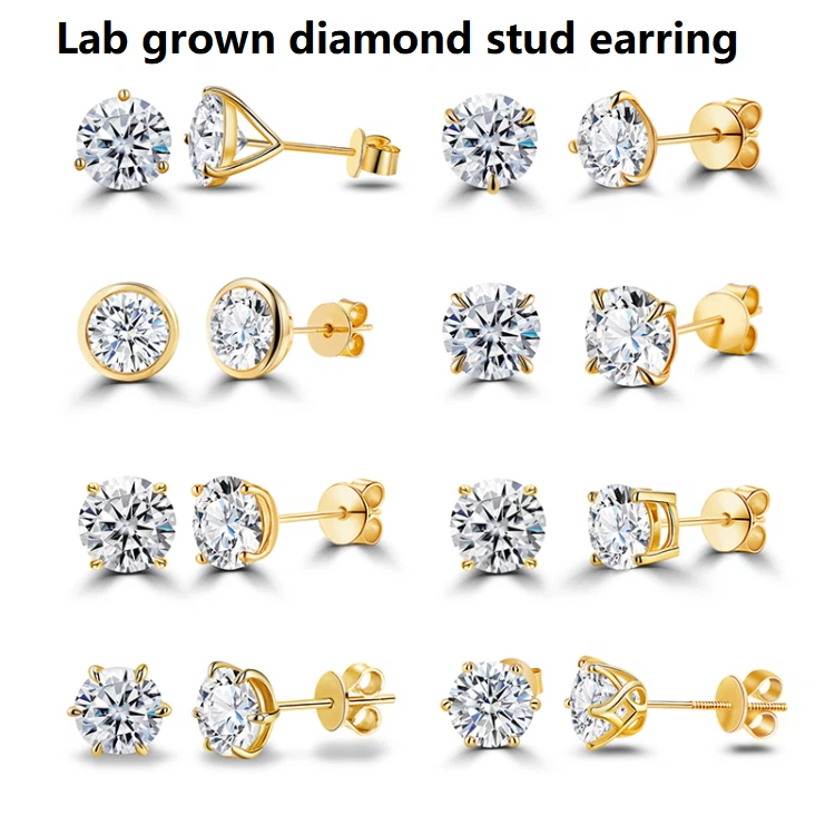 Lab Diamond Stud Gold Earrings suppliers