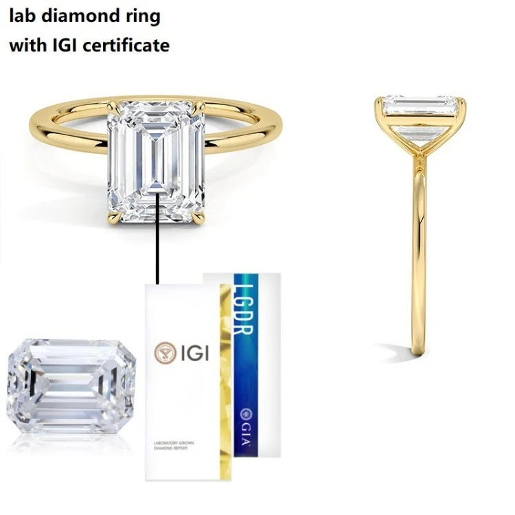 Lab Grown Emerald Cut Diamond Engagement Ring suppliers