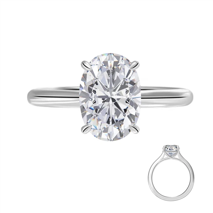 Lab Grown Oval Diamond Engagement Gold Rings