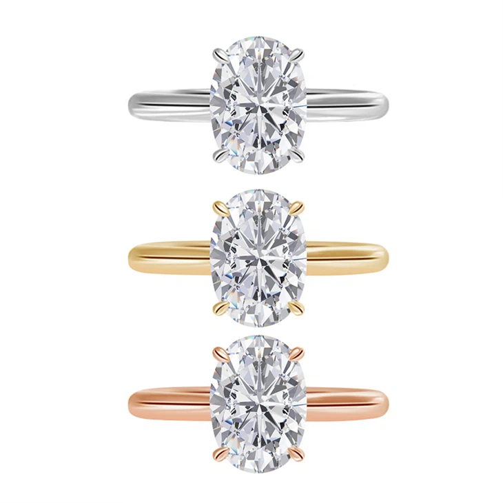 Lab Grown Oval Diamond Engagement Gold Rings