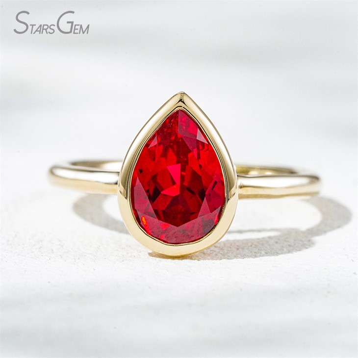 Lab Grown Pigeon Blood Ruby Ring