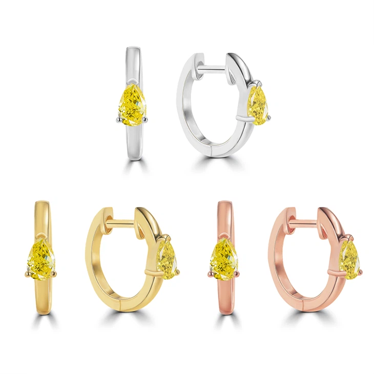 Lab Created Diamond Huggie Gold Earrings