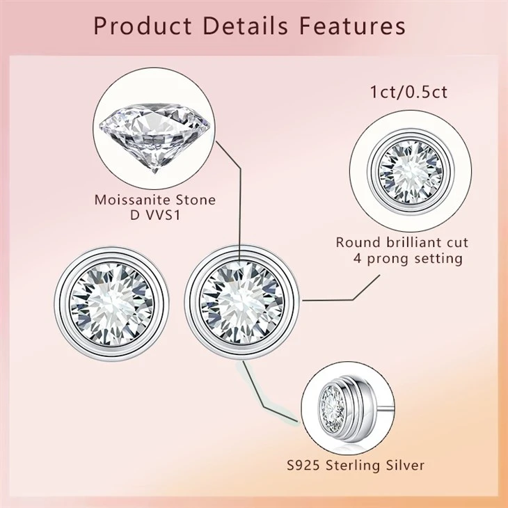 Silver Earrings With Moissanite