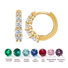 14k Gold Moissanite Hoop Earring