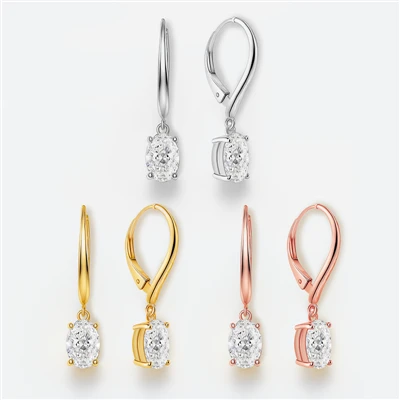 Lab Grown Diamond Gold Earrings 2 Carat