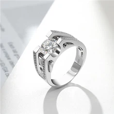 Moissanite Rings Men 925 Sterling Silver