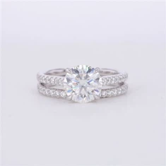 Silver Moissanite Wedding Ring Set